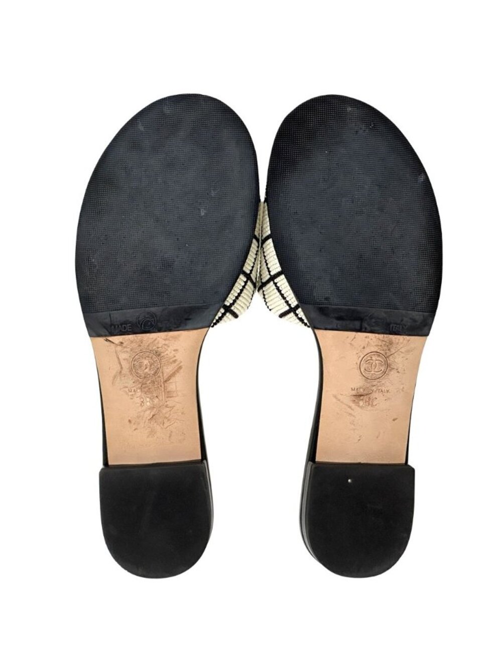 Chanel Sandals CC Logo Beads White Black 38 Summer - Picture 6 of 14
